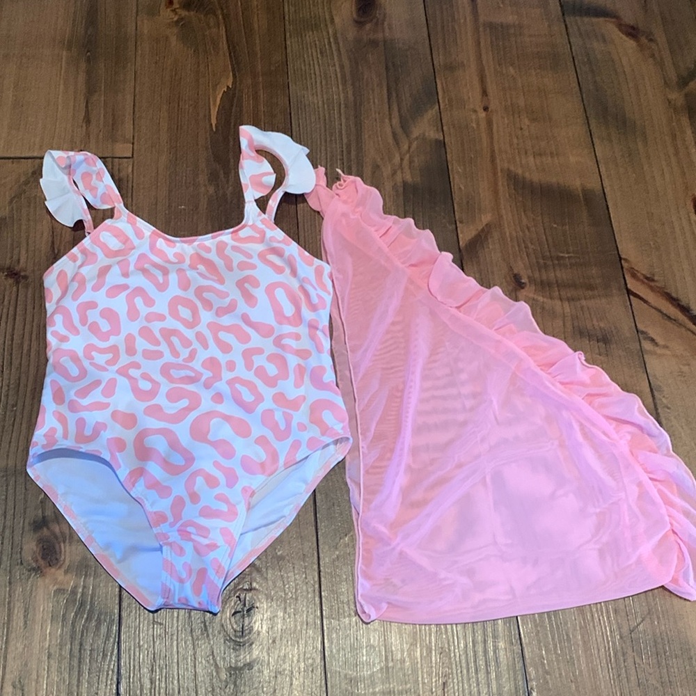 Girls SHEIN one piece swim suit with waist coverup